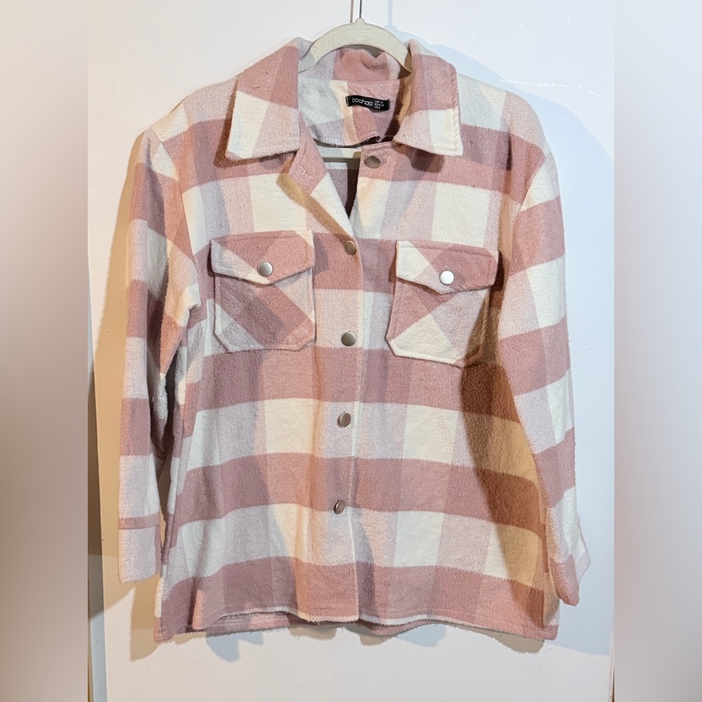 Mauve Pink Plaid Flannel Jacket